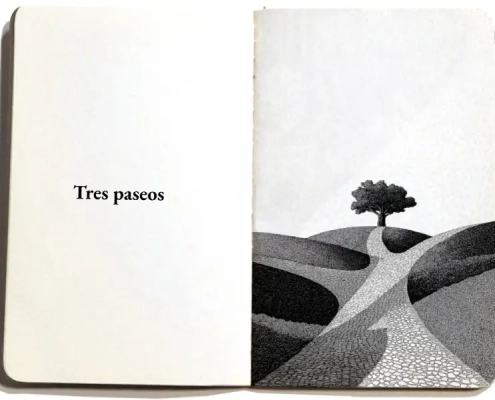ilustración de una camino atravesando un campo