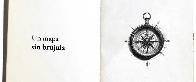 ilustración de una brújula en una libreta