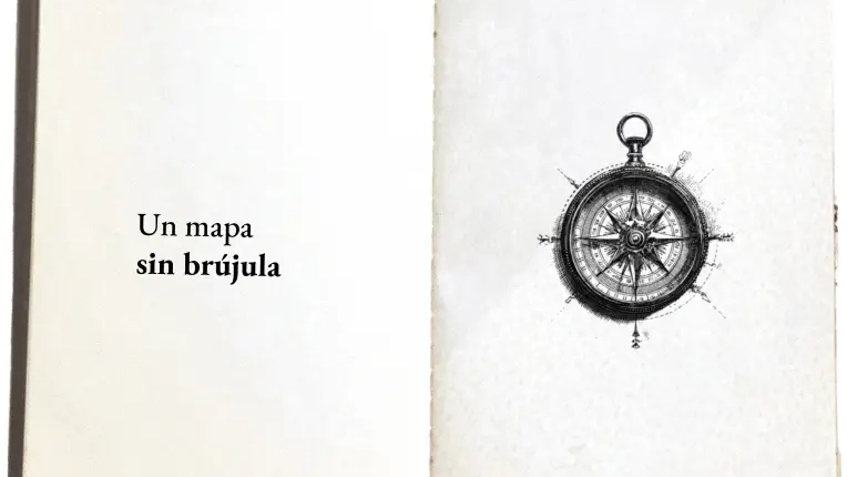 ilustración de una brújula en una libreta